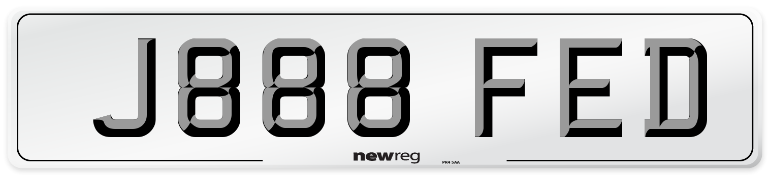 J888 FED Number Plate from New Reg